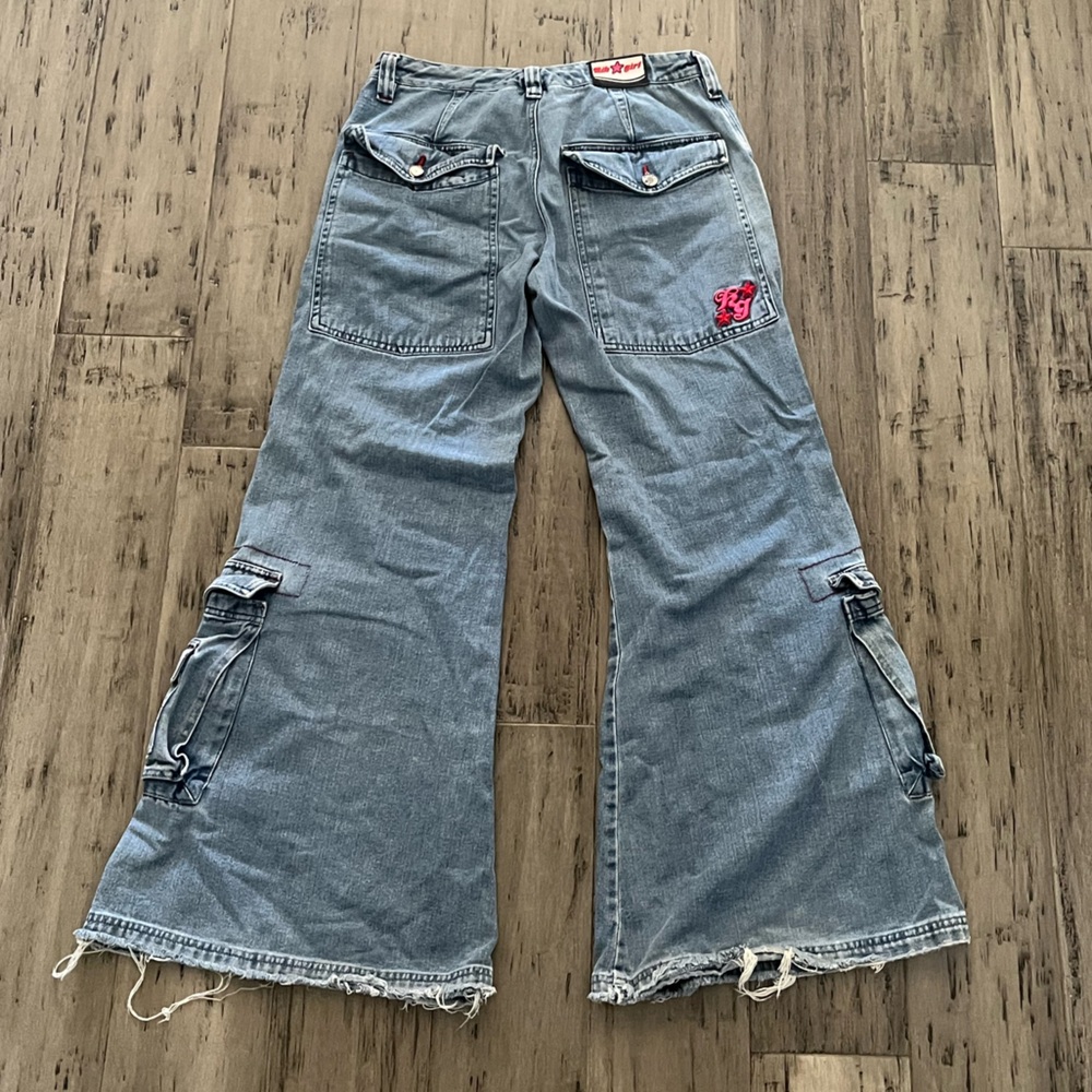 RARE Y2K Kik Girl Super Wide Cargo Jeans Size 3 - Picture 4 of 7